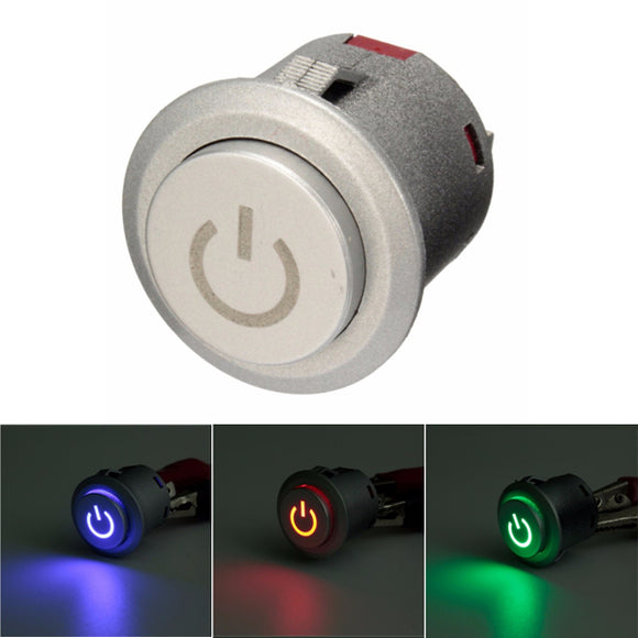12V 10A 22mm LED Auto-lock Power Push Button Switch ON/Off 3 Colors