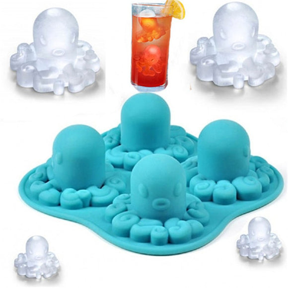 Funny New Tricks Party Drinking Silicone Ice Mold Tray 3D Octopus DIY Freeze Chocolate Molds