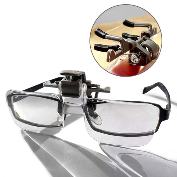 MG19156 Glasses Style Magnifier 2X PMMA Acrylic Magnifying Glass with Clip Loupe for Needlework Crafts Reading