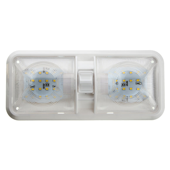 LED Interior Double Dome Ceiling Lights Lamp 6.5W 4500K White 12V for RV Boat Camper Trailer