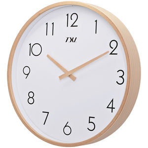 TXL 14 Inch Glass Wooden Wall Clocks Silent Quartz Non Ticking Wall Clocks Living Room Office Wooden
