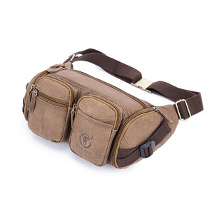 Bullcaptain Men Leisure Genuine Leather Waist Bag Durable Casual Chest Bag Crossbody Bag