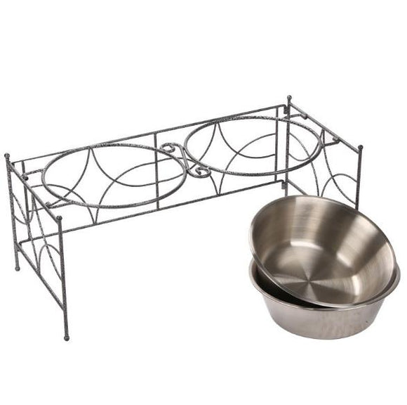 Stainless Steel Pet Bowl for Food and Water Bowls Pet Feeders Double Bowls Set S M L Sizes