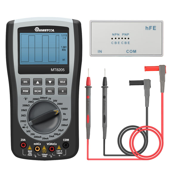 MUSTOOL MT8205 2 in 1 Digital Intelligent Handheld Storage Oscilloscope Multimeter AC/DC Current Voltage Resistance Frequency Diode Tester