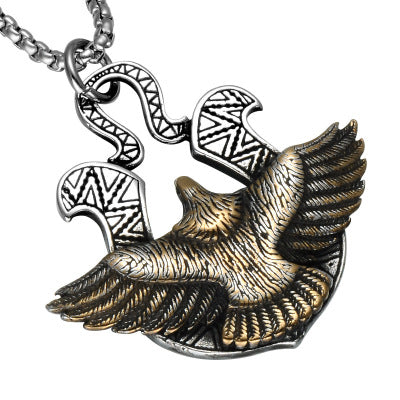 316L Stainless Steel Eagle Pendant Chain Never Fade Punk Necklace for Men