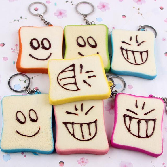Squishy Slice Toast Joy Happy Faces Mobile Phone Bag Strap Pendant