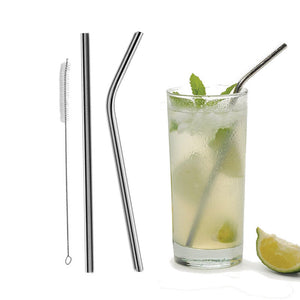 3 Set Reusable Stainless Steel Drinking Straws For Yeti Ramble Tumblers Straight Straw Bent Straw Brush