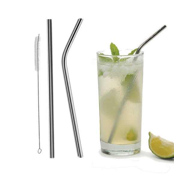 3 Set Reusable Stainless Steel Drinking Straws For Yeti Ramble Tumblers Straight Straw Bent Straw Brush