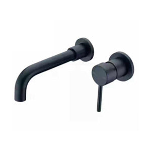 Solid Brass Bathroom Sink Faucet Matte Black Wall Mounted Basin Set Bath Spout