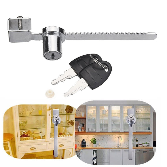 Serrated Type Metal Drawer Cabinet Display Show Case Sliding Glass Door Lock With 2 Keys