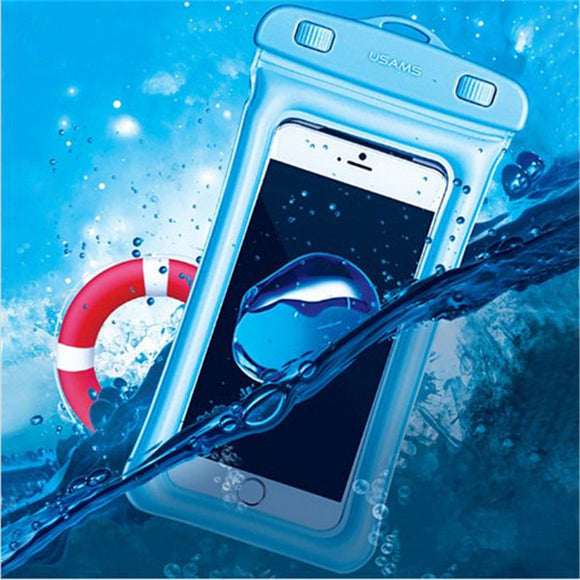 USAMS IPX8 Waterproof Airbag Floating Touch Screen Under Water Phone Bag for iPhone Xiaomi