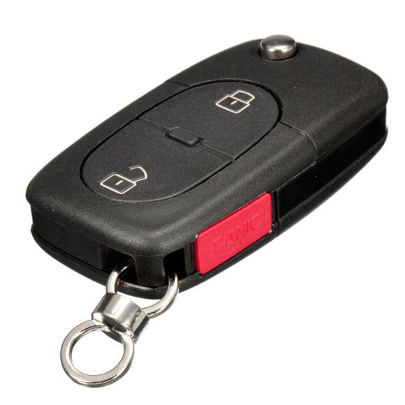 2 Button + Panic Button Remote Key Fob Case Shell For Audi A4 Replacement