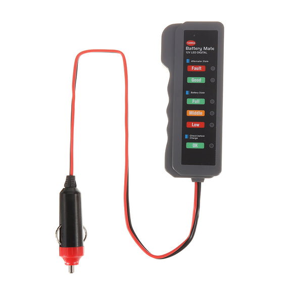 YAWAO BM320 12V Car Battery Tester Digital Alternator Detector Mate Car Lighter Plug Diagnostic Tool with 3 LED Indicator