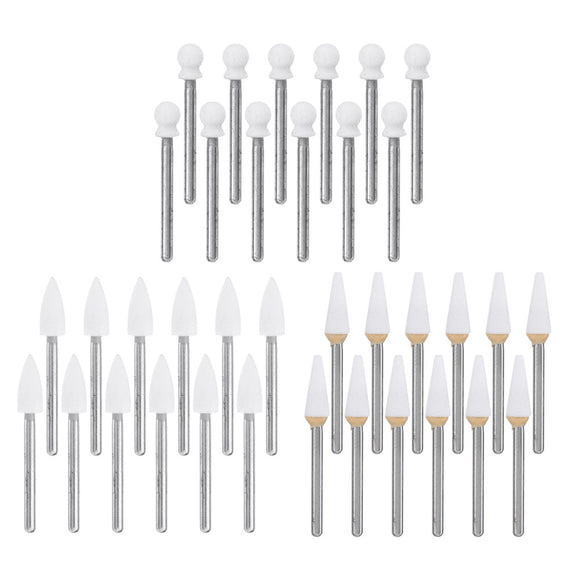 12pcs Dental Tools White Stone Porcelain Resin Handpiece Polishing Burs FG Cone / Flame / Round Shape