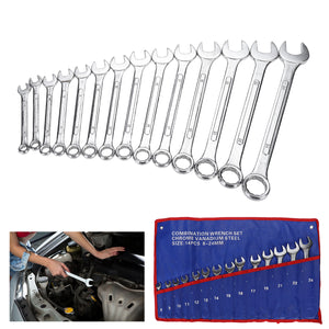 14Pcs 8-24mm Metric Combination Wrench Set With Blue Canvas Bag