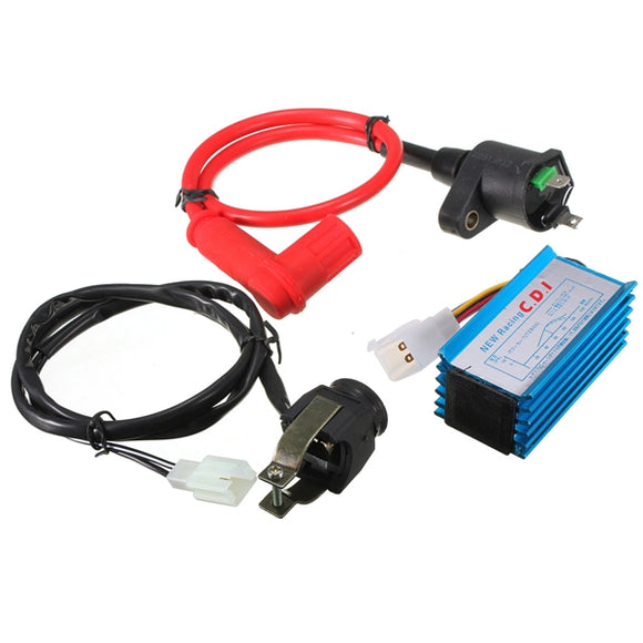 Motorcycle Ignition Coil CDI Harnes Kill Switch Kit For 110 125cc Pit Dirt Bike