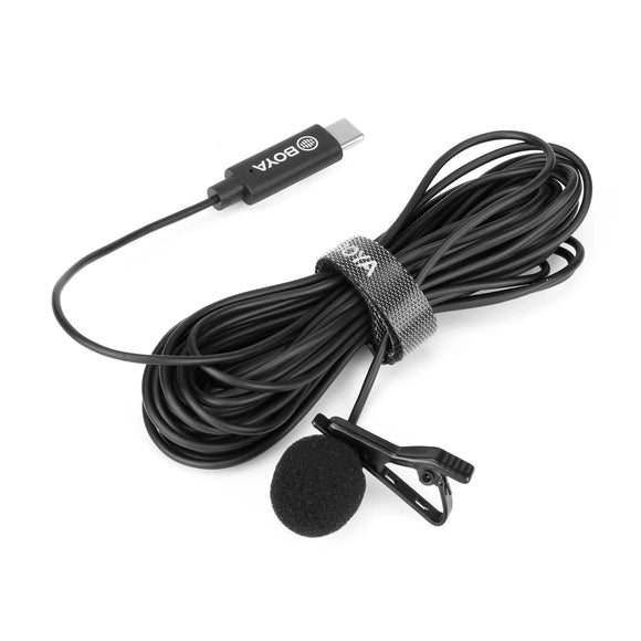 BOYA BY-M3 Lavalier Lapel Microphone Mini Mic Omnidirectional Single Head 6 Meters Cable for USB Type-C Devise Android Smartphone for iPad Pro,for Mac Computer