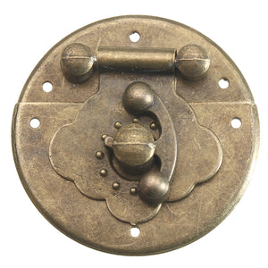 Antique Wood Case Chest Round Hasp Latch Bronze Decorative Jewellery Box Lock with Nails
