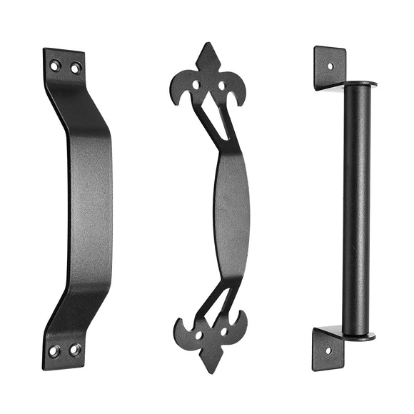 Black Steel Sliding Barn Wooden Door Handles Flush Pull Home Room Gate Push Hardware Set