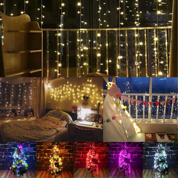 2M*3M 288LED Outdoor Christmas Xmas Wedding Party Fairy String Curtain Hanging Window Light EU Plug