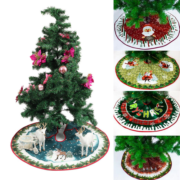 90cm Christmas Santa Tree Skirts Ornament Dress Mat Border Party Decorations