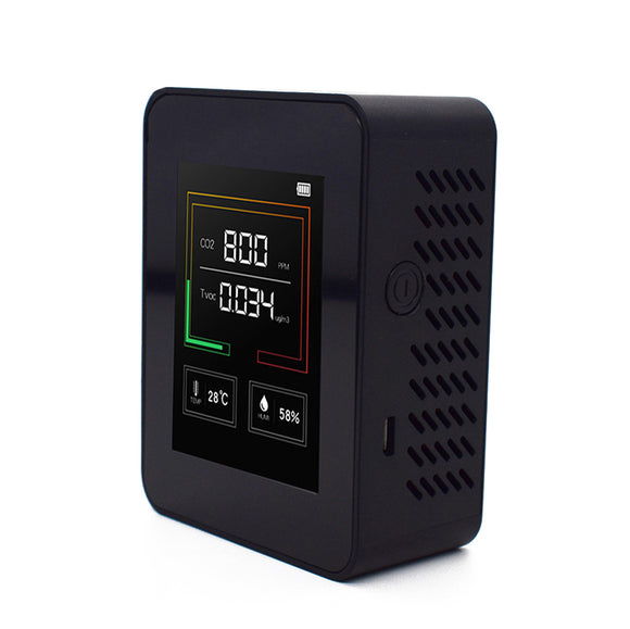 K03 CO2 Detector Household Air Quality Detector Multifunctional C02 Temperature Humidity Tester LCD Display with Backlight