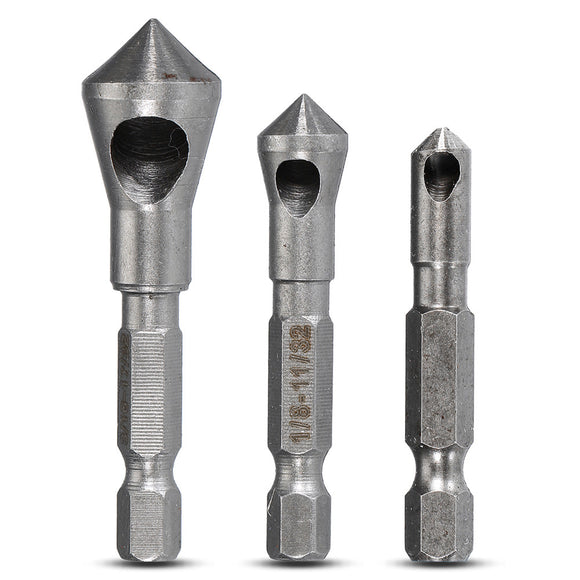 3pcs Steel Deburring External Chamfer Tool Drill Bit Kit Remove Burr Accessories