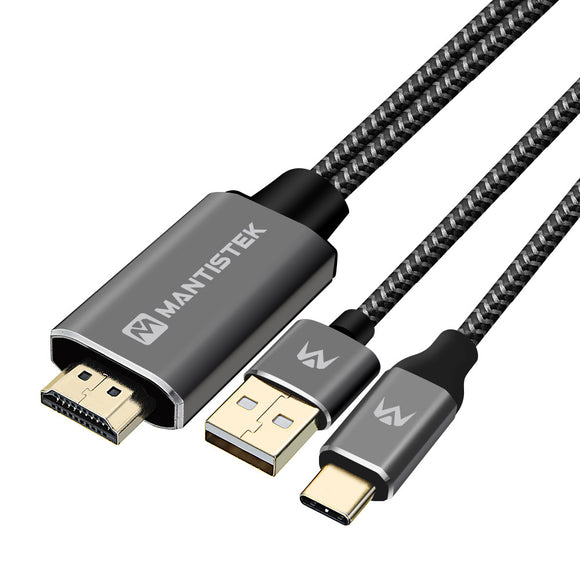 Mantistek TH2 4K@60Hz Type-C USB 3.1 To HDMI 2.0 Braided Cable With USB Cable For Laptop Projector