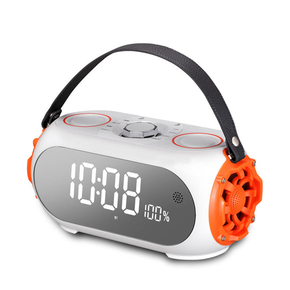 Portable Wireless bluetooth 4.2 AUX TF USB Bass Speaker with Alarm Clock Function