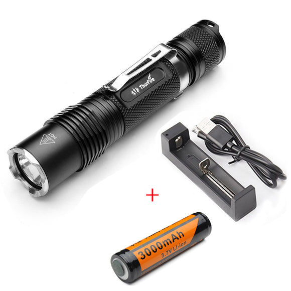 ThorFire VG15S Upgrade L2 1070LM 5Modes EDC LED Flashlight With Charger+18650