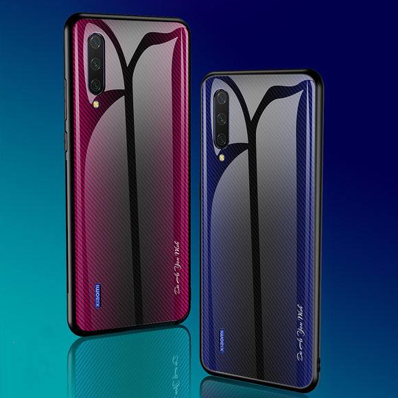 Bakeey Gradient Striped Shockproof Tempered Glass&Soft TPU Protective Case For Xiaomi Mi A3 / Xiaomi Mi CC9e