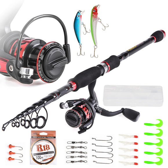 LEO T27772-4 Fishing Tool Carbon Casting Telescopic Fishing Rod Fishing Lure Fishing Reel Combos