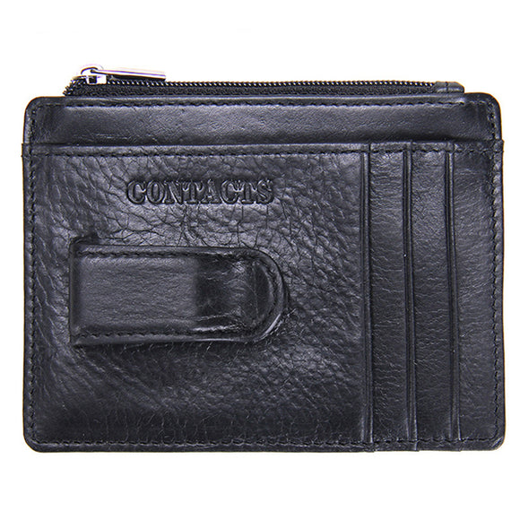 Men Small Genuine Lether Short Card Wallet Coin Pocket Credit Card Holder