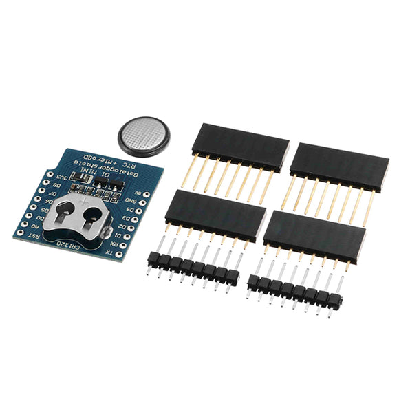 Wemos DataLog Shield For WeMos D1 Mini RTC DS1307 With Battery + Micro Sd