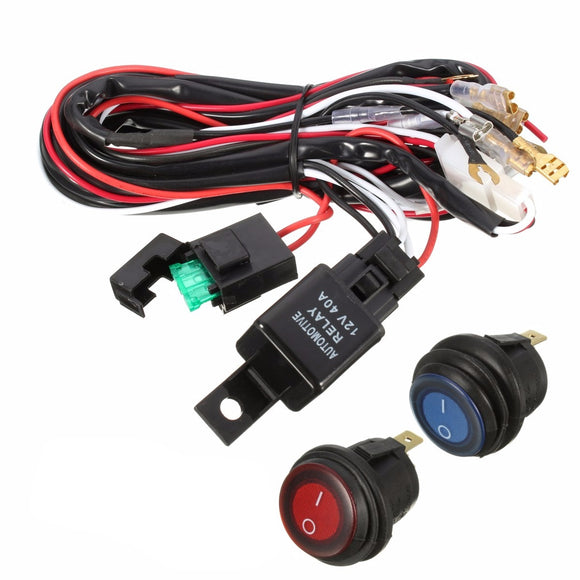 40A 12V LED Light Bar Wiring Harness Relay On/Off Switch For Jeep Off Road Vehicles ATV