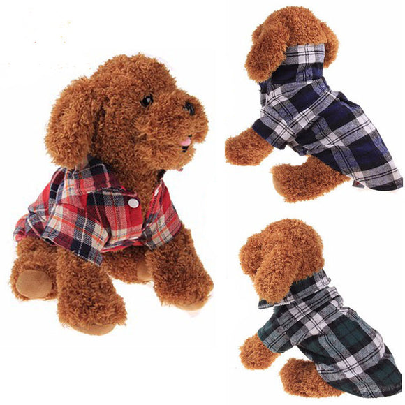 100% Cotton Pet Dog Plaid Stripe T-Shirt Puppy Vest Coat For Small Dog Clothes Classical Style