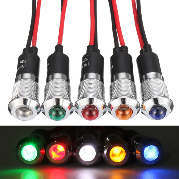 Metal 12mm LED Indicator Warning Signal Light Panel Dash Lamp Car Boat Truck