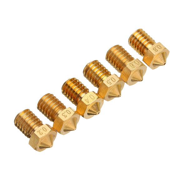 TRONXY V6 0.2/0.3/0.4/0.5/0.6/0.8mm M6 Thread Brass Extruder Nozzle For 3D Printer Parts