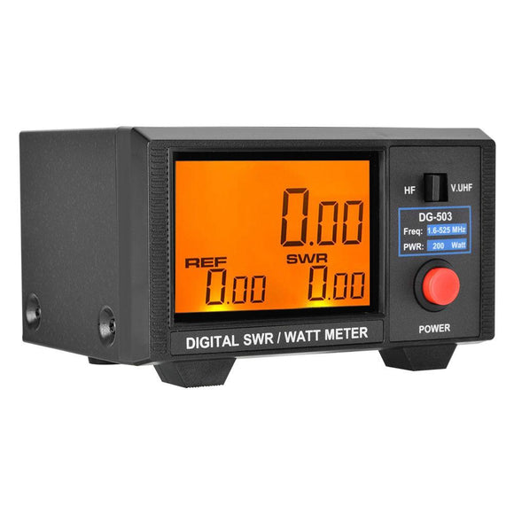 DG-503 Digital SWR & Watt Meter LCD Display Standing Wave Ratio 1.6-60MHz/125-525MHz 200W for Two-way Radio Walkie Talkie