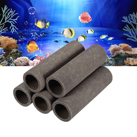 Aquarium Ceramic Shrimp Shelter Tubes House For Small Shrimp Fish Aquarium Decor (5 Tubes / Set)