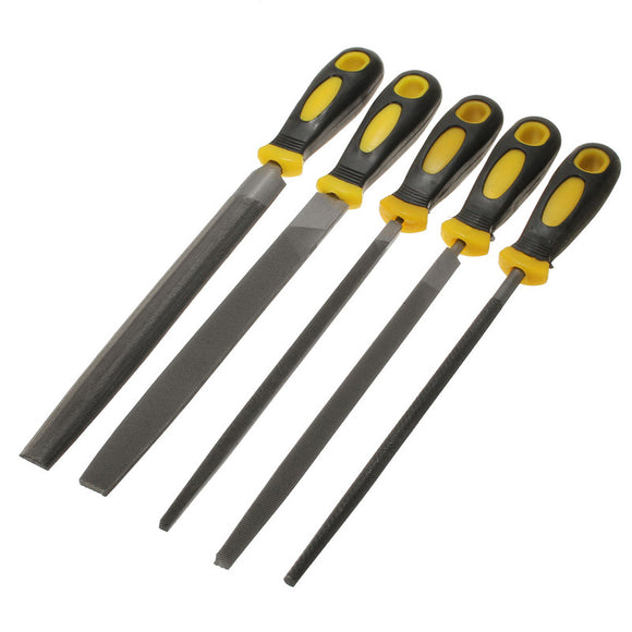 5Pcs 200mm Engineer Metal File Set Soft Grip Assorted Rasp Tool