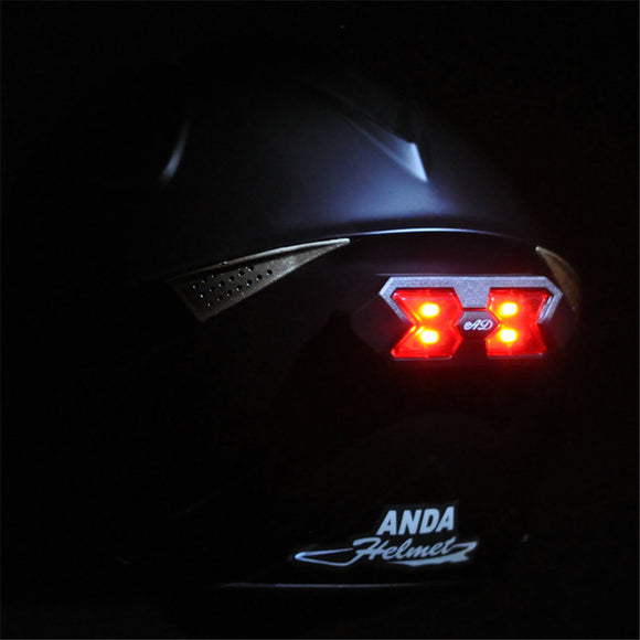 Universal Motorcycle Helmet Taillight Sticker Night Light Strip Safety Signal Warning Light