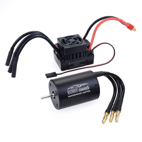 Surpass Hobby 3650 Waterproof 4Pole3.175mm Unsensed Brushless RC Car Motor+60A ESC For 1/8/10 Vehicle Models