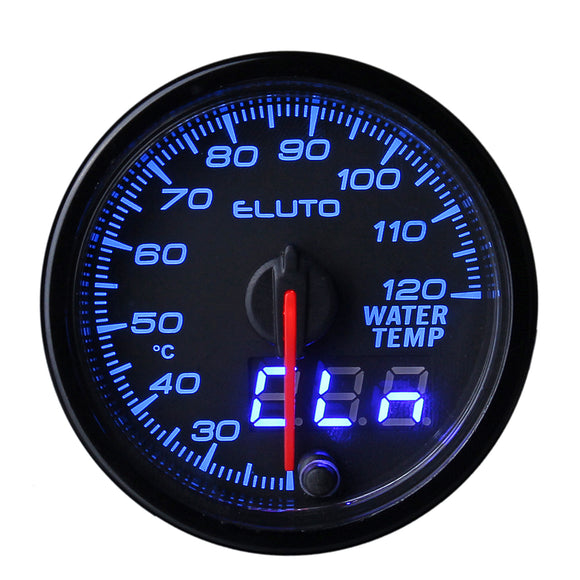 Eluto Universal Water Temperature Gauge Digital 10-color LED Display Car Meter 2inch 52mm