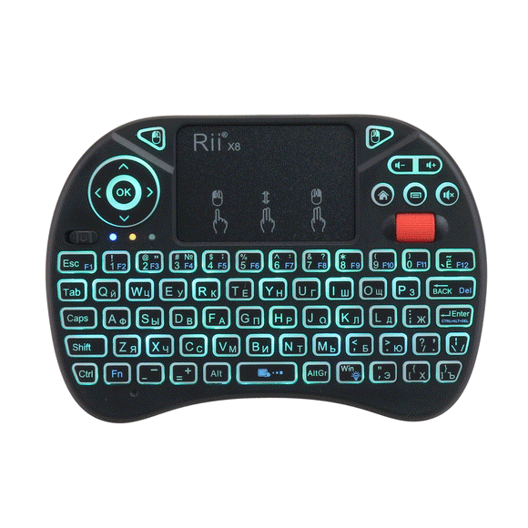 RII X8 Colorful Backlit 2.4G Wireless Russian Version Mini Keyboard Touchpad Airmouse