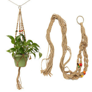 42 Inch Colour Bead Flower Pot Plant Hanger Macrame Jute Rope Garden Decorative Cord with Hook