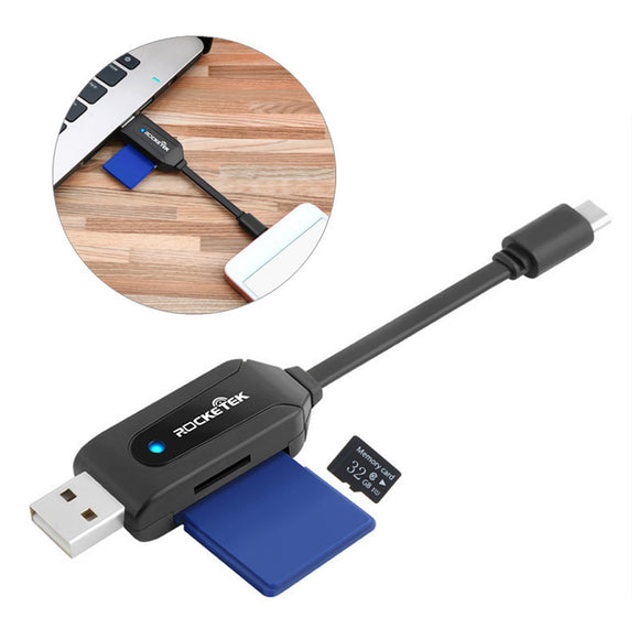 Rocketek 2 in 1 Type-c OTG USB 2.0 TF Flash Memory Card Camera Card Reader for Xiaomi Mobile Phone Tablet