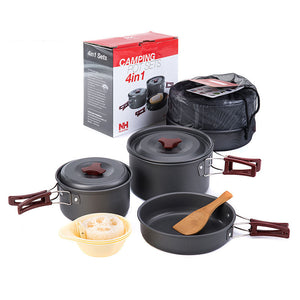 Naturehike 4 in 1 Picnic Cookware Set Outdoor Portable Camp Tableware For 2-3 Persons