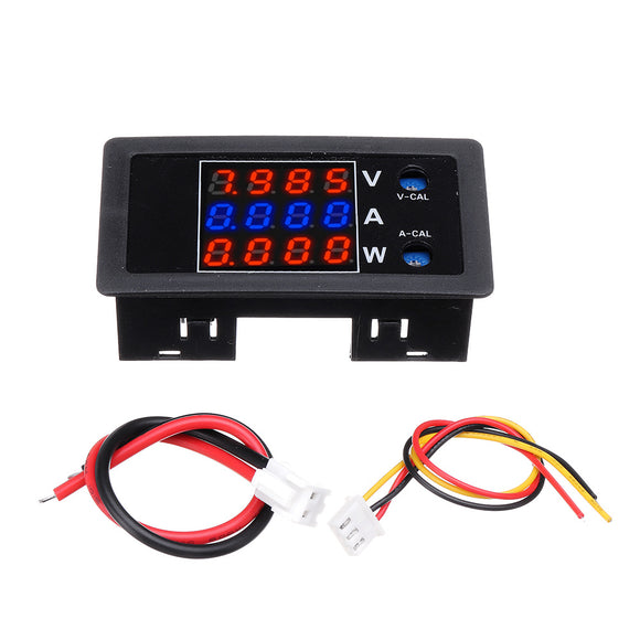 DC0-100V 10A DC Voltmeter and Ammeter Digital Dual Display 4-digit High Precision Power Meter Red-Blue-Red