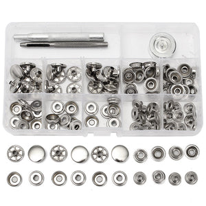 31pcs Metal Canvas Buckle Quick Snap Fastener Buttons Screws Kits